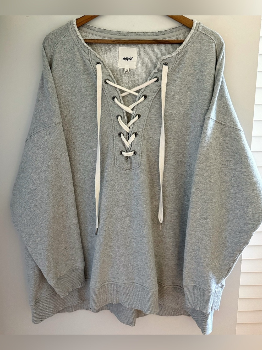Aerie Lace Up Oversized Crew Sweatshirt XL